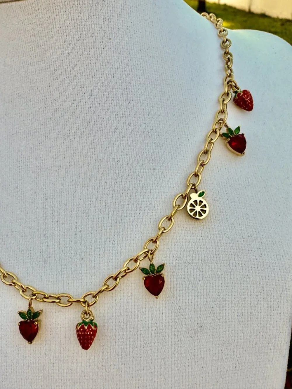 14k‎ Laminated Stainless Steel Fruit Charm Chain Necklace